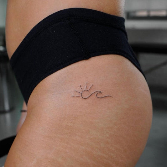 Sonne mit Welle Tattoo - Henna Tattoo Schweiz