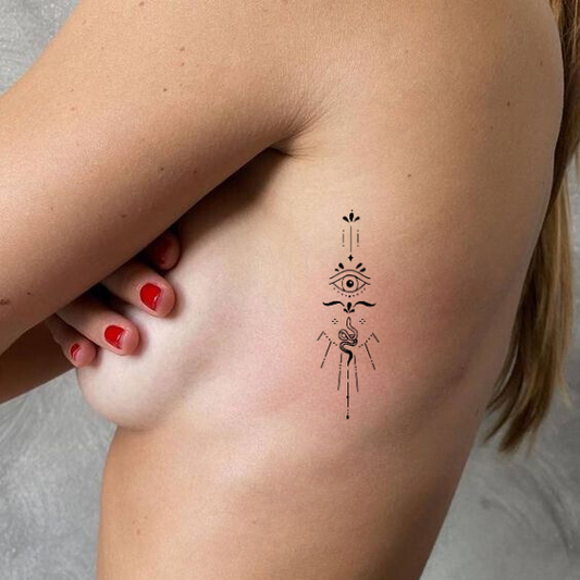 Auge Gestrichelte Elemente Tattoo - Henna Tattoo Schweiz